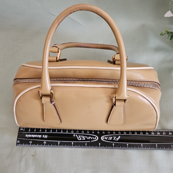 Women's Prada Tan Leather Top Handle High-End Luxury Handbag (LIMITED EDITION) - Picture 13 of 16